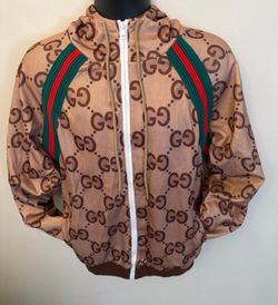 Gucci Web Accent Plaid Print Windbreaker