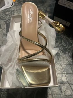 Gold tie up heels