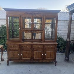 Solid Oak China Cabinet Hutch $75