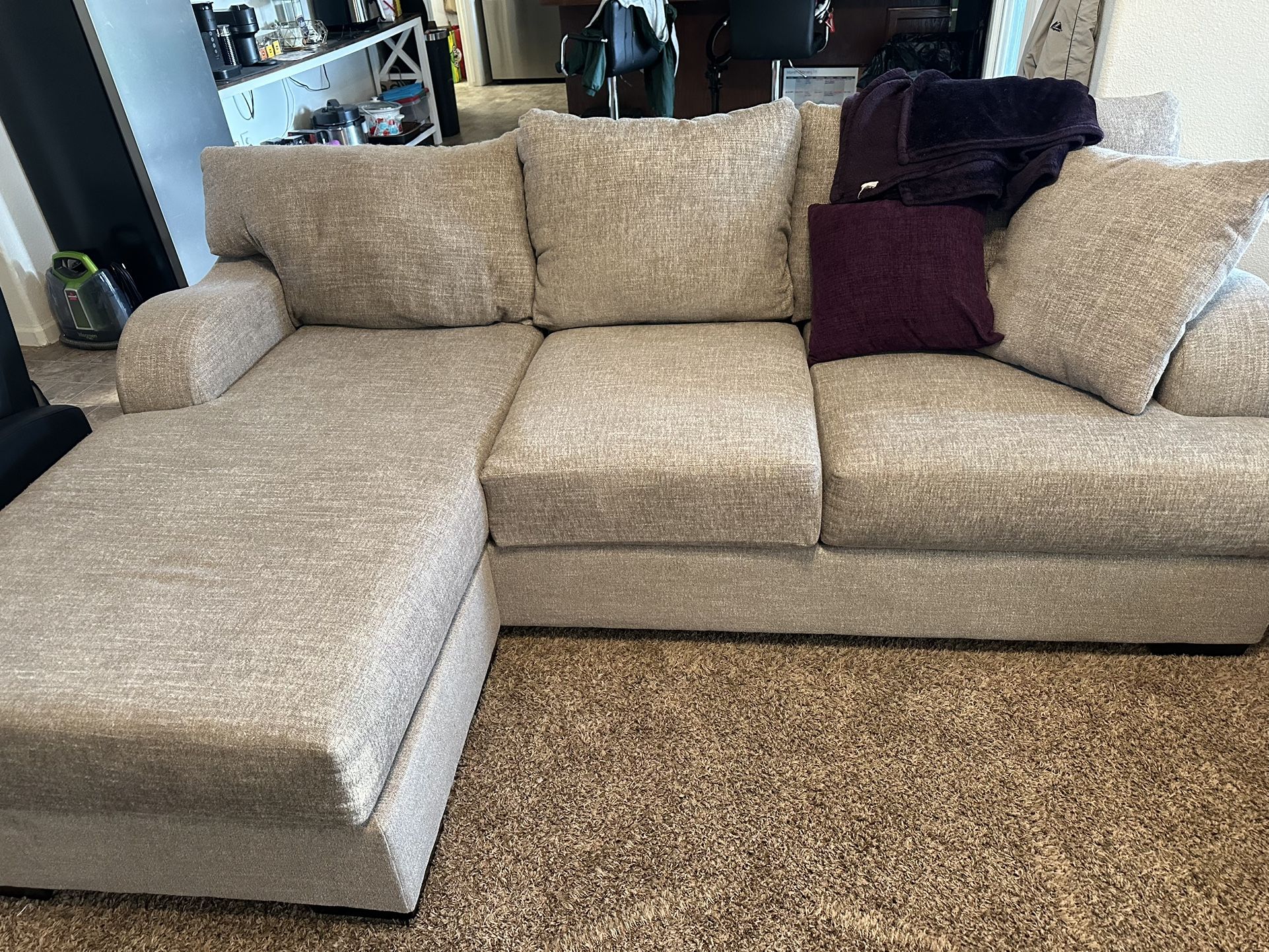 Couch With Reversible Chaise And Double Wide Chair
