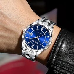 KULLEN Men's Fashion Quartz Watch - Elegant Stainless Steel Band, Blue