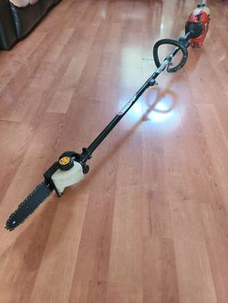 ~Gas-Powered Pole Saw with Extension Shaft In Great Working Condition turns on fast and easy~