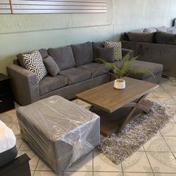 Grey Sectional With Ottoman ‼️take It Home With $39 Easy Approval‼️