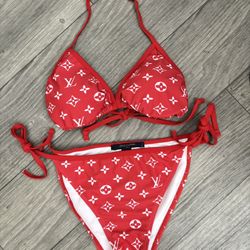 Red/White GG Logo Print Bikini – Size XL (Last One)
