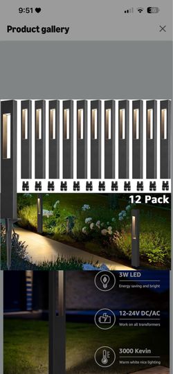 SUNVIE LED Low Voltage Landscape Lights 3W Pathway Lights Low Voltage 12-24V Landscape Path Lights 3000K CRI 90+ Aluminum Waterproof Pathway Lighting 