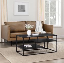 40” Walker Edison Metal Coffee Table Solid Black