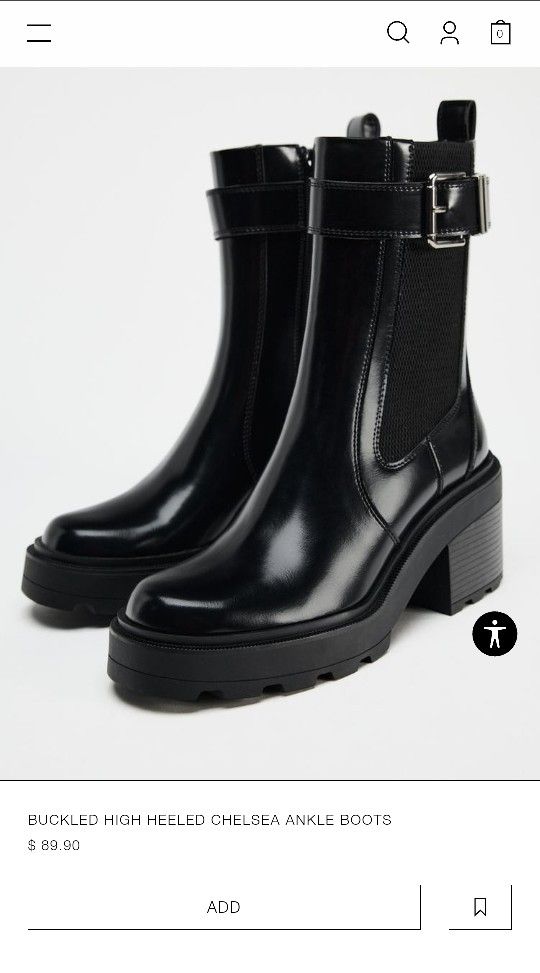 Zara Women's Buckled High Heeled Chelsea Ankle Boots