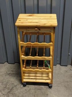 Aromatic Cedar Pine Wood Wine Rack Table With Drawer and Casters 