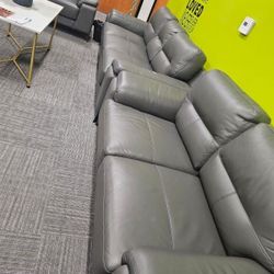 Best Couch Deal Ever! 3 Piece Grey Couches +++ 1 Brown Pullout Leather Couch
