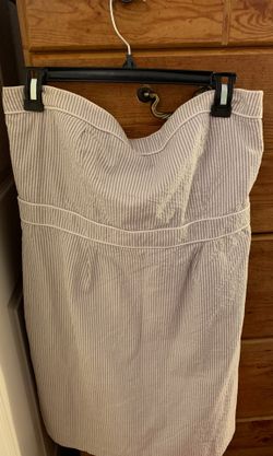 Strapless Dress Gray /White stripes size Large