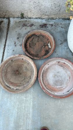 3 Large Clay Saucers