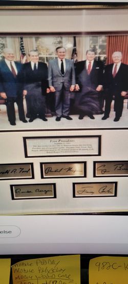 5 US PRESIDENTS PORTRAIT with SIGNATURES