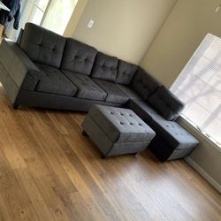 Heights Gray  Sectional with Storage Ottoman - Next Day Delivery😍 Financing Available