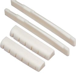 2 Sets 4pcs 6 String Acoustic Guitar Bone Bridge Saddle and Nut Made of Real Bone