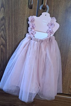 Girls Pink Tulle Dress with Floral Straps new 1year plus