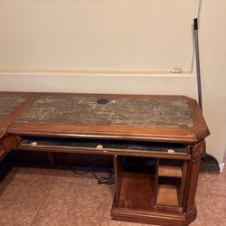 RC Wiley Wood and Marble Desks and Lateral Filing Cabinet
