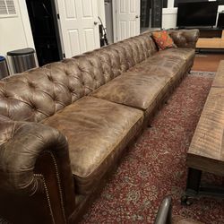 Brown Leather Chesterfield Sofa 