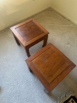2 small wood tables