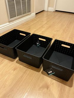 Black Plastic Storage Bins