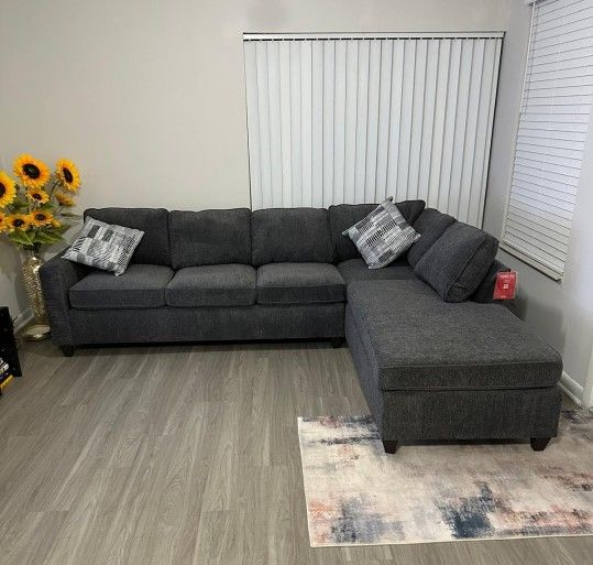 Dark Grey Sofa 🛋 ✨️ Couch New Sectional Reversible 