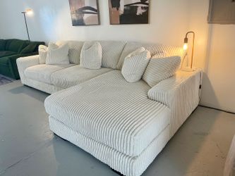 Lindyn Ivory Cream Corduroy Sectional Couch Set Fast Delivery Military Discount Only $39 Down Payment 👉 PLEASE ASK FOR JON GREEN WHEN YOU ARRIVE!