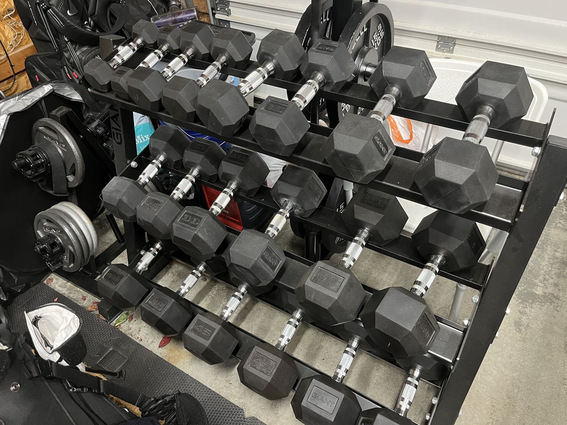 GIANT Rubber Hex Dumbbell Sets - Ergonomic