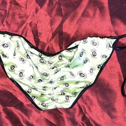 Halloween bikini bottoms - Green Satin / Spiders / Pumpkins 