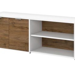 White & Walnut Storage Credenza