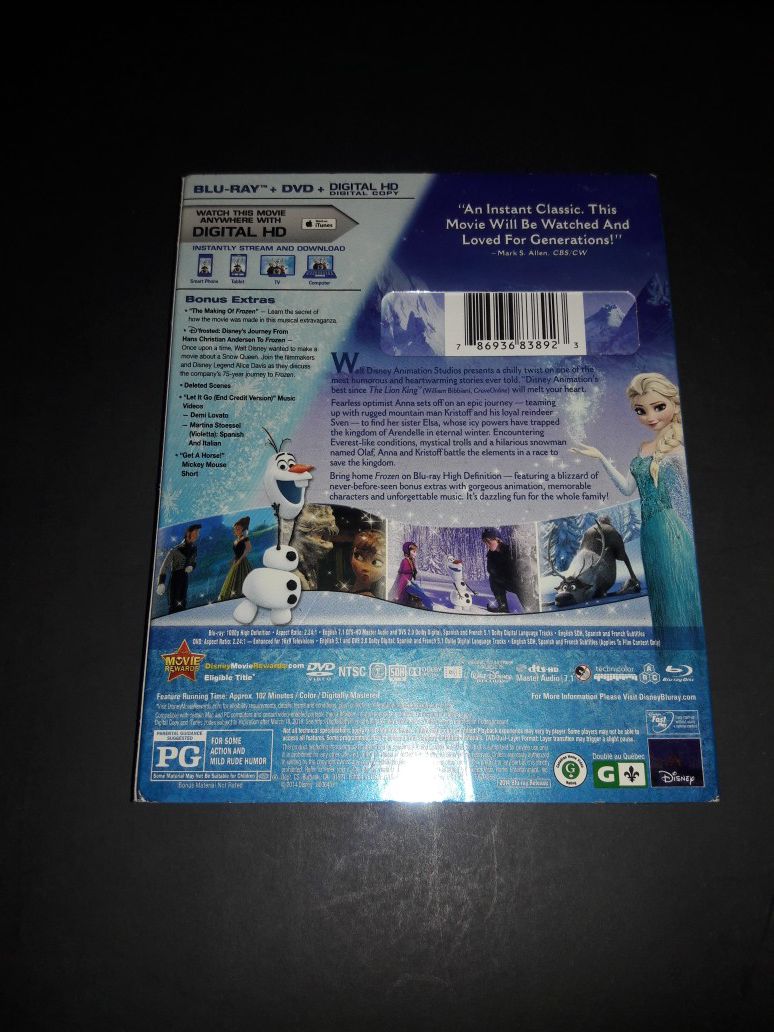 Frozen, Ride Along, Minions Blu Ray Disc x3