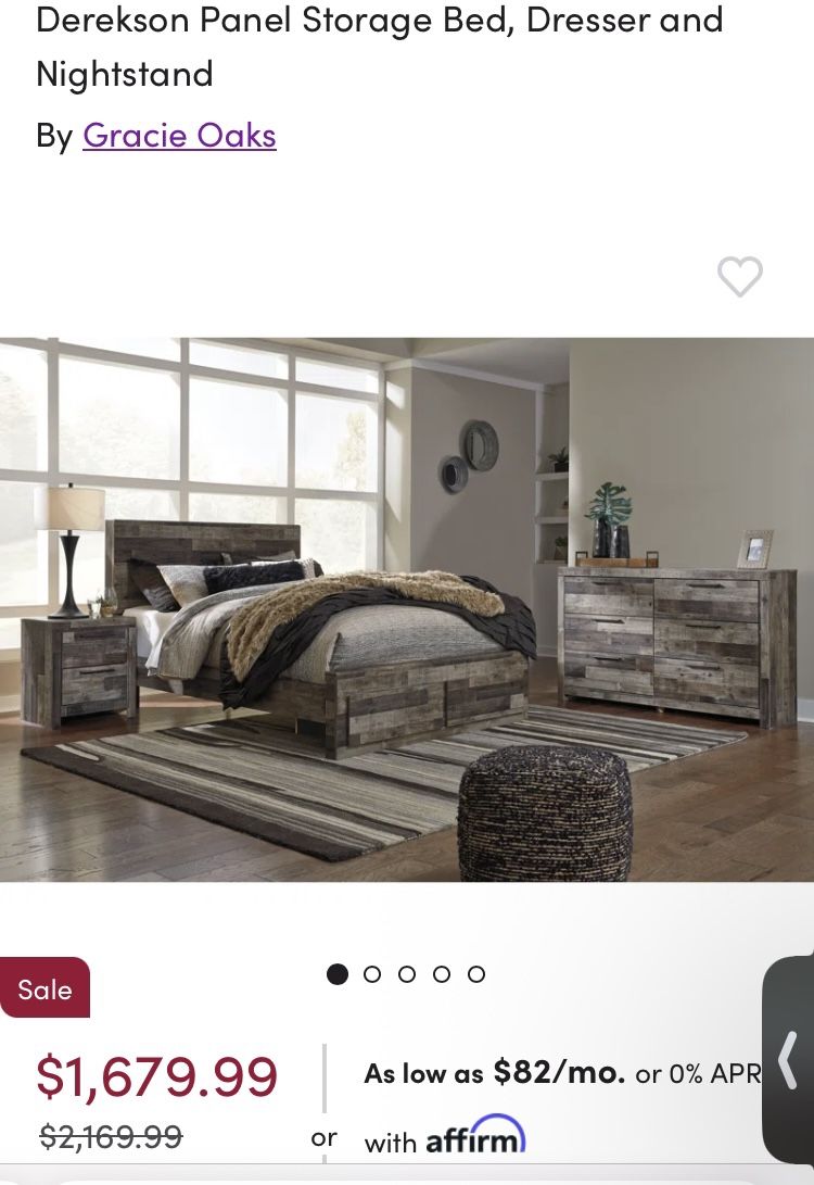 Derekson Panel Storage Queen Bed Frame and Nightstand NO Dresser - Must Pick Up *Must Pick Up*