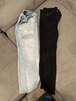 2 Size 34 Black And Blue Ripped H&M Jeans 