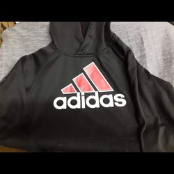 Boys Adidas Black Hoody Red Inside