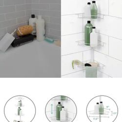 Zenna Home Tension Pole Shower Caddy with 4 Basket Shelves in White