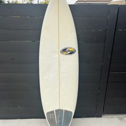 5’10 x 19.5 x 2.5 Goodrum surfboard.  Bat tail 