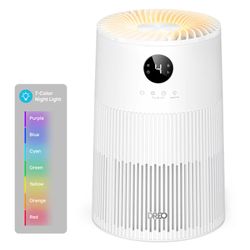 DREO HEPA Air Purifier for Room Covers 1488 Sq. Ft/2H, Purificador for Allergies and Asthma with 7-Color Night Light, Remove 99.97% Pet Hair, 3-in-1 F
