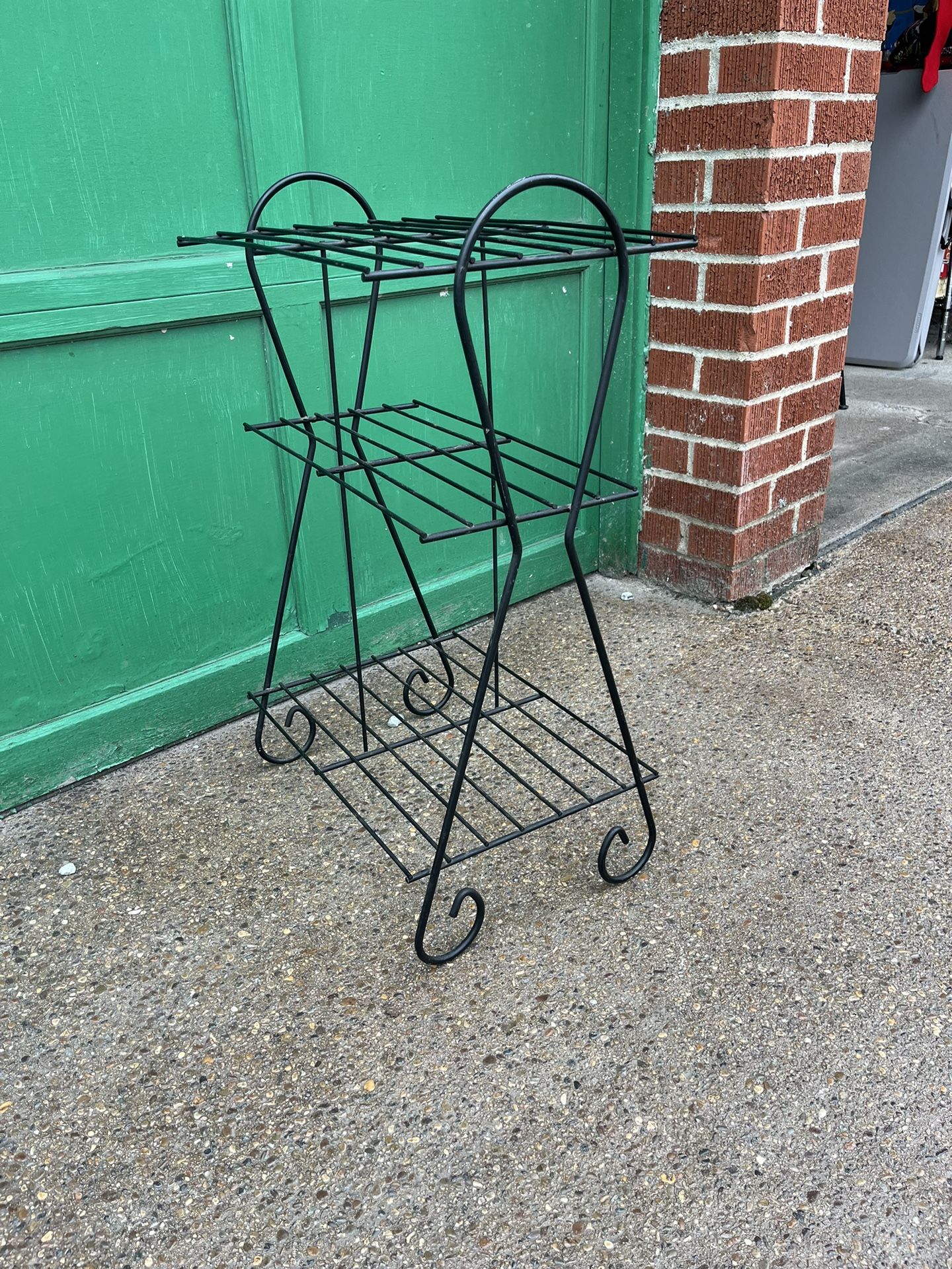 Vintage Metal Wire 3 Tiered Plant Stand MCM Book Stand
