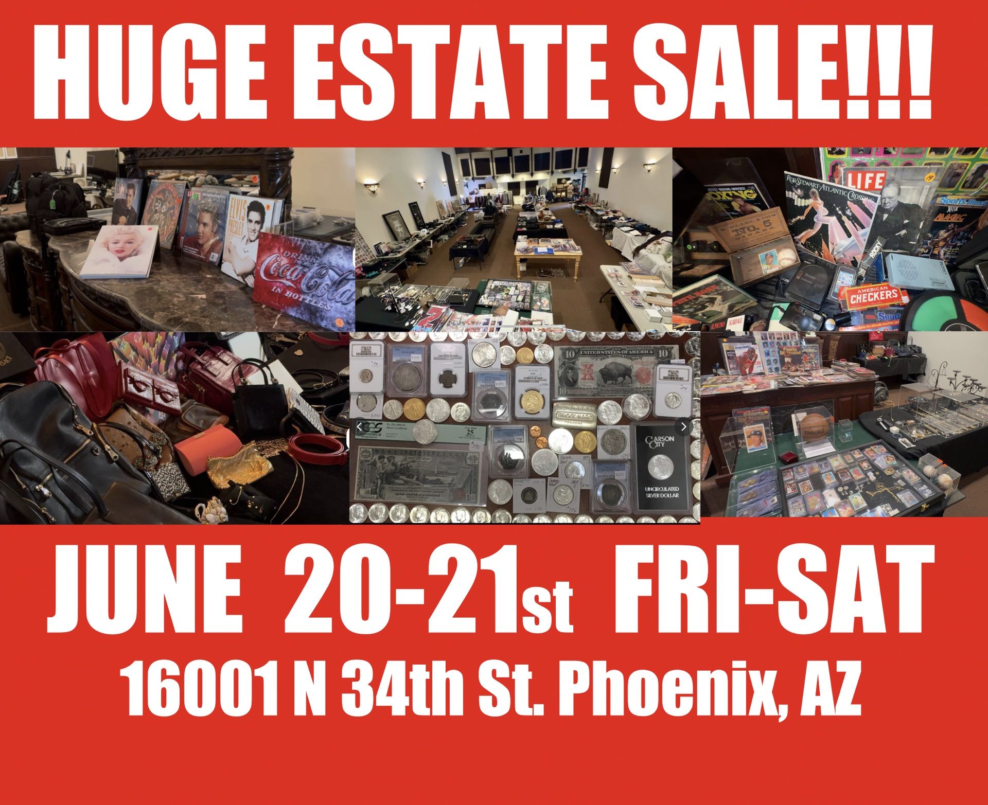 HUGE ESTATE SALE -INDOORS This Fri/Sat June 20-21st
