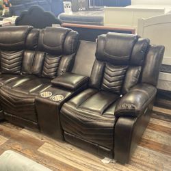 Brown Leather Sectional sofa