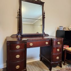 Vintage Federal Style Vanity with Mirror and Matching Nightstand
