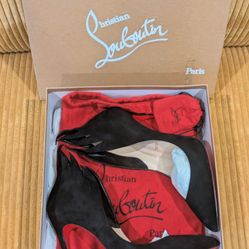 Christian Louboutin Victorina Black Suede Pointed Toe Fire Heels Size 40.5