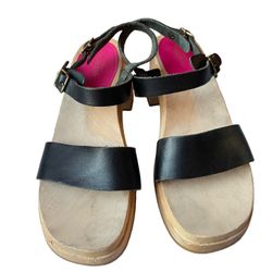 SWEDISH HASBEENS Leather Slingback Sandals Size: 8 | IT 38