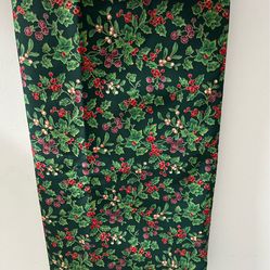 Vintage Cotton Holly Berry Leaf Fabric  4 Yards Retro Christmas A6
