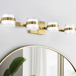27" 4 Light Brass Gold Integrated LED Modern/contemporary Vanity Bathroom Light 