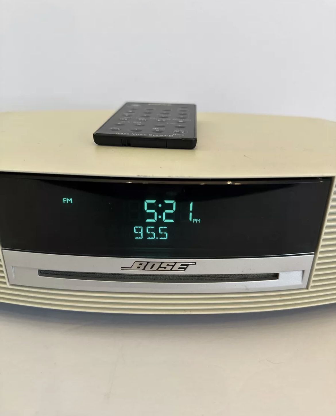 Bose Wave Music System AMFM CD Player Clock Radio Alarm Remote Aux AWRCC2 Tested