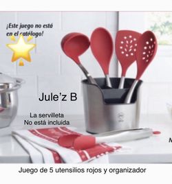 Princess House Juego De 5 Utensilios Rojos Y Organizador Nuevos En Sus Cajas No Se Venden Por Separado El Precio Es Fijo