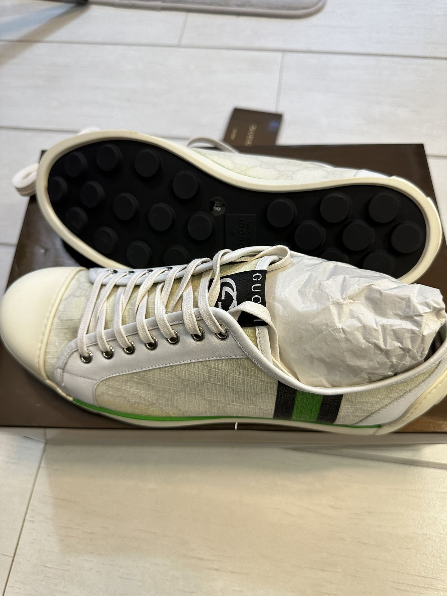 Gucci Vintage Green and White Men’s Sneakers