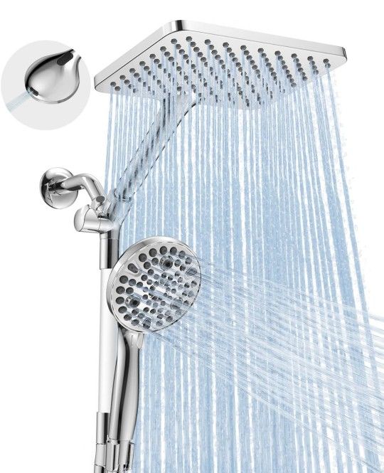 Dual Handheld Shower Head Combo, 2-in-1 Wide Rainfall Shower Heads System