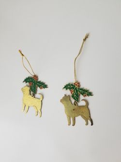 Vintage Rawcliffe 1988 West Highland Christmas Ornament Pitbull Dog mistletoe