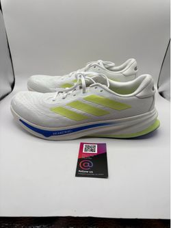 MSRP $140 Adidas Supernova Rise 2 Running Shoes Men's Size 12 and 12.5 White Blue Lime New!
