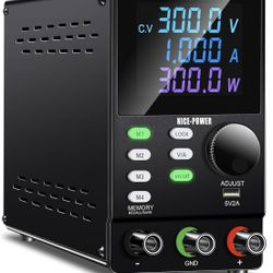 NICE-POWER DC Power Supply Variable, 300V 1A High Voltage Programmable Adjustable Regulated Lab Bench Power Supply with PC Software, Encoder Knob, Mem